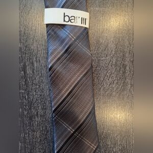 Bar III Men's Black and Gray Striped Tie